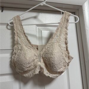 Aerie Show Off Eyelash Lace Padded Plunge Bralette Color Soft Satin XL